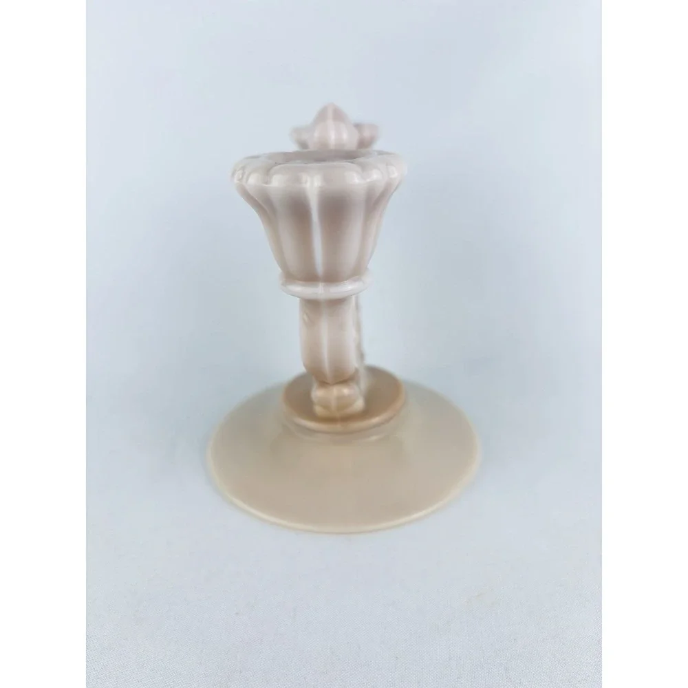Vintage Cambridge Pink Milk Glass Crown Tuscan Rosepoint Double Candlestick
